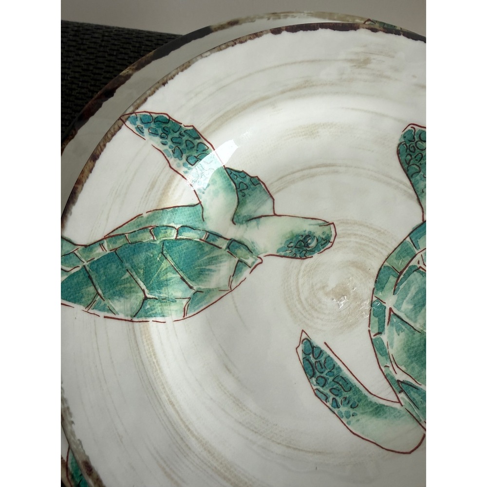 Tommy Bahama Melamine Sea Turtle Plate Set 5 Piece Green Coastal Outdoor Dining - Picture 5 of 8